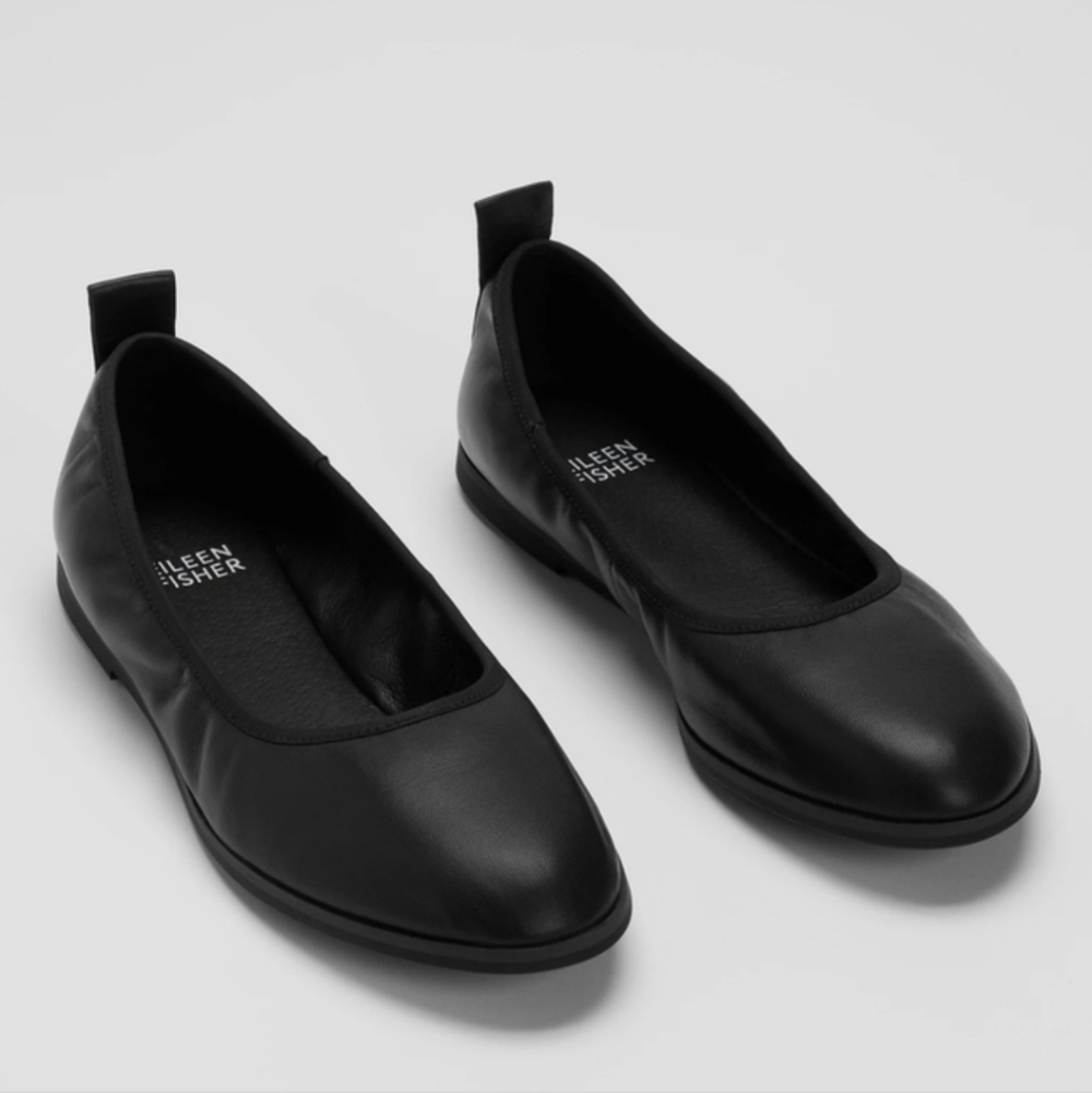 EILEEN FISHER Notion Nappa Leather Ballet Flat SIZE 8